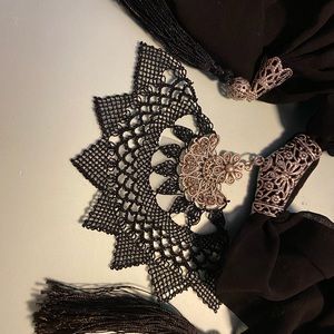 New Black Silky needle work neck accessories.